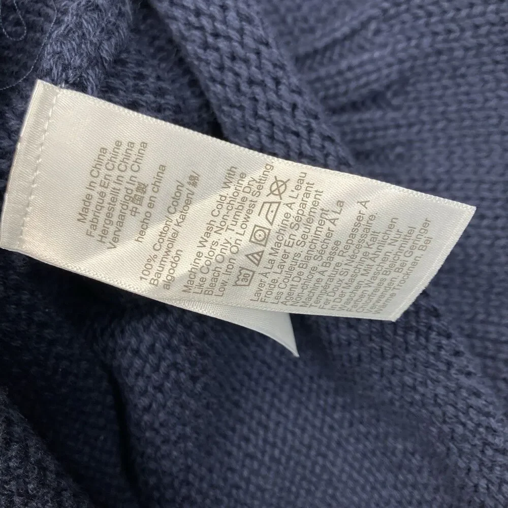 J Crew 2025 Rollneck Sweater Womens L Navy Blue 100% Cotton Coastal Minimalist